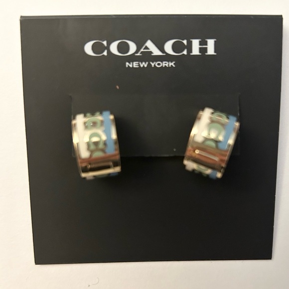 Coach Signature C Huggie Earrings NWT - Picture 3 of 5